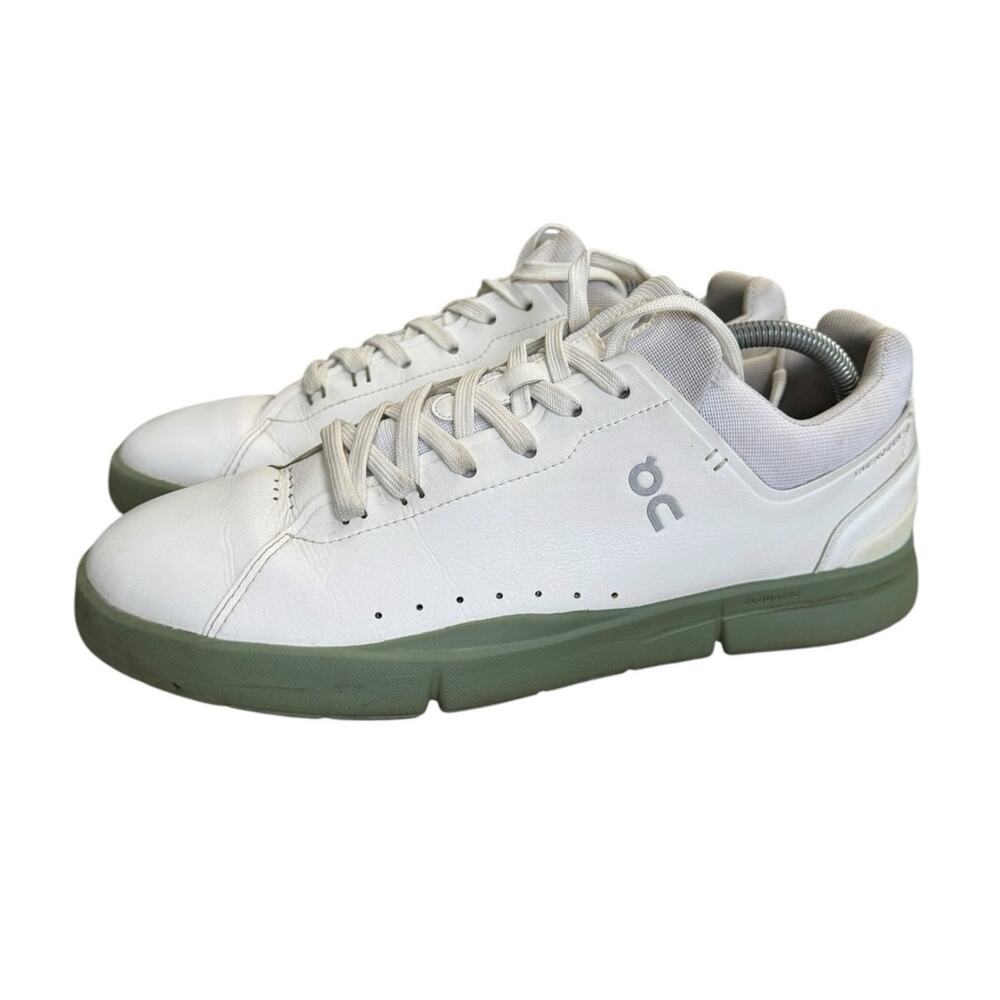 On The Roger Advantage Sneakers Mens 10.5 White Reseda Low Top Leather Lace Up